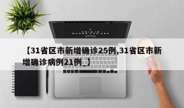 【31省区市新增确诊25例,31省区市新增确诊病例21例_】