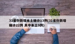 31省份新增本土确诊13例(31省份新增确诊22例 其中本土9例)