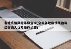 各地疫情风险等级查询(全国各地疫情风险等级查询入口及操作步骤)